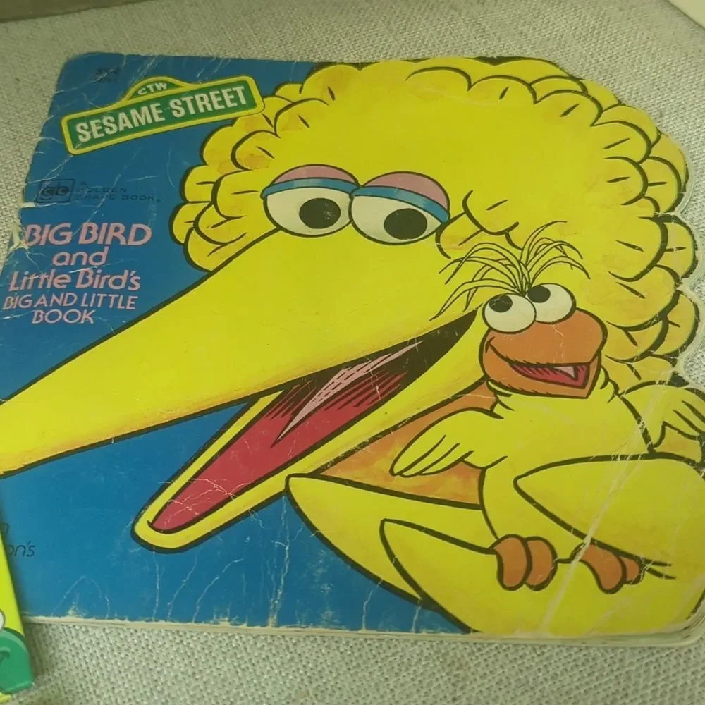 1988 Sesame Street Big Bird Plush Christmas Stocking Holder‎ & stocking, books